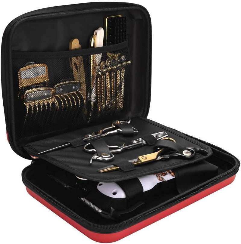 BarberTop Barber Bag for Clippers Supplies, Sturdy Clipper Storage Case for Barber Accessories, Hair Trimmer Organizer Travel Bag for Men Razor Guard Grooming Kits (Big-Red) - Image 5